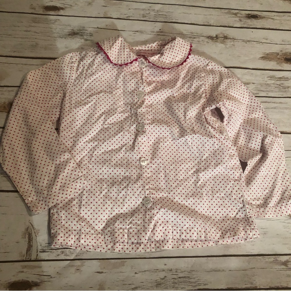Kayce Hughes pink dotted blouse